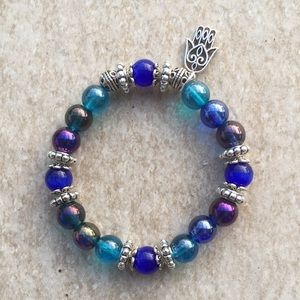 Good Luck Blue & Silver Plated Fatima Bracelet